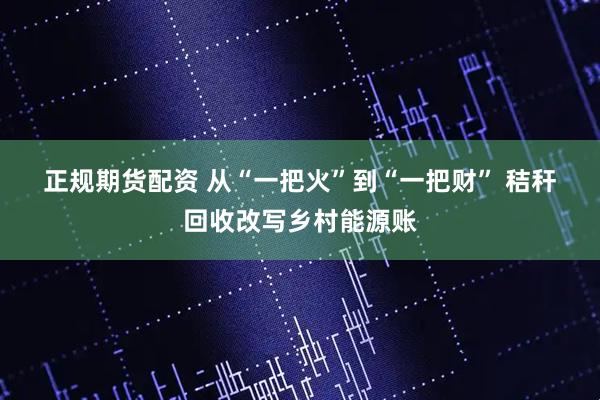 正规期货配资 从“一把火”到“一把财” 秸秆回收改写乡村能源账